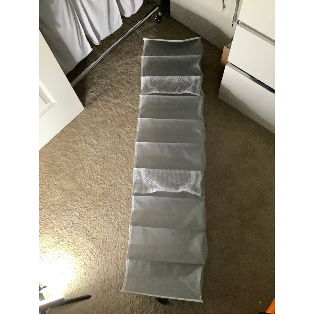 Grey and White Closet Shoe Organizer - Fits 10 Pairs